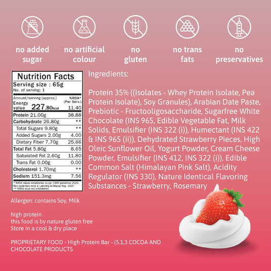 strawberries & greek yogurt - 21g protein (pack of 6)