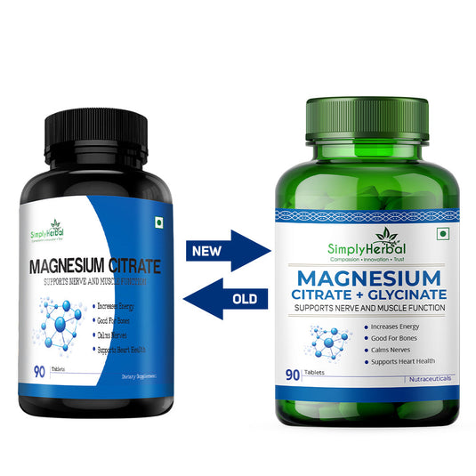 Simply Herbal Magnesium Citrate -Muscle & Nerve Function, Bone & Heart Health 330mg -90 Tablets