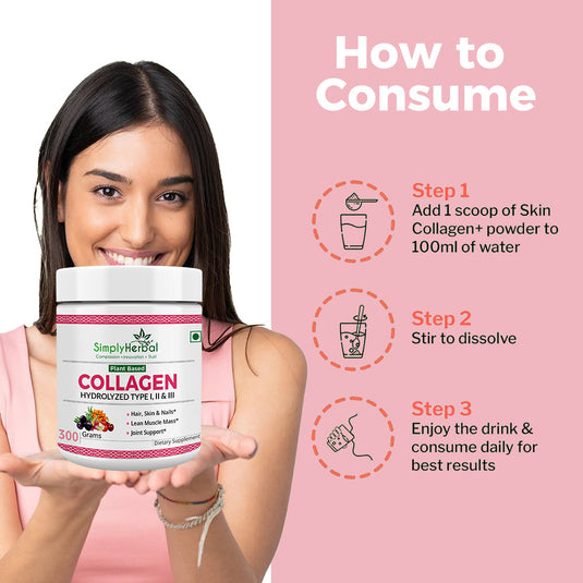 Simply Herbal Plant-Based Collagen Powder Peptide Builder With Vitamin C, Silica, & Biotin –300gm