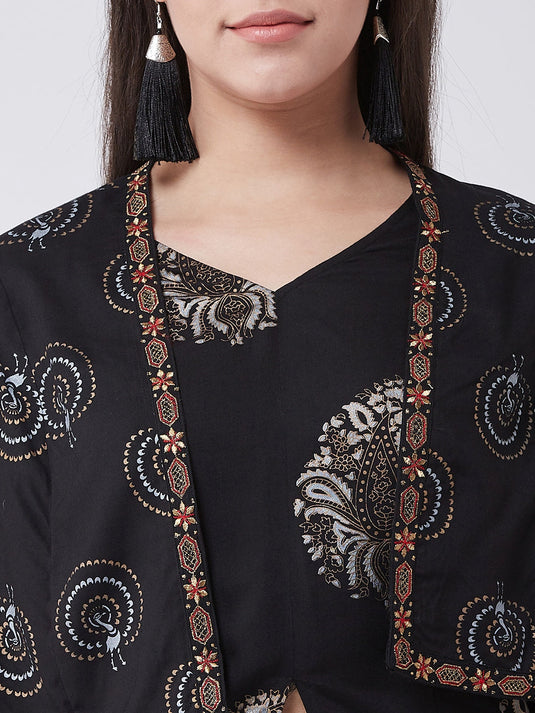 Top And Dhoti Set With Stylish Cape