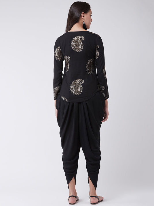 Top And Dhoti Set With Stylish Cape