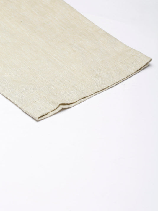 Men Hemp Beige Broad Bottom Comfort Pant