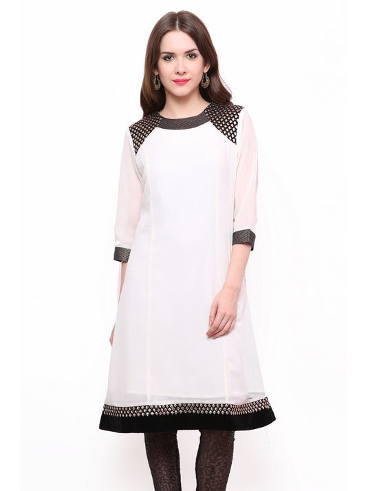 Pannkh Women's Shoulder Brocade Kurti