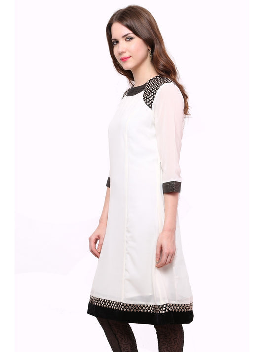 Pannkh Women's Shoulder Brocade Kurti