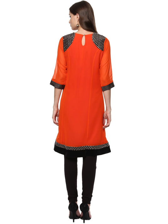 Pannkh Women's Shoulder Brocade Kurti