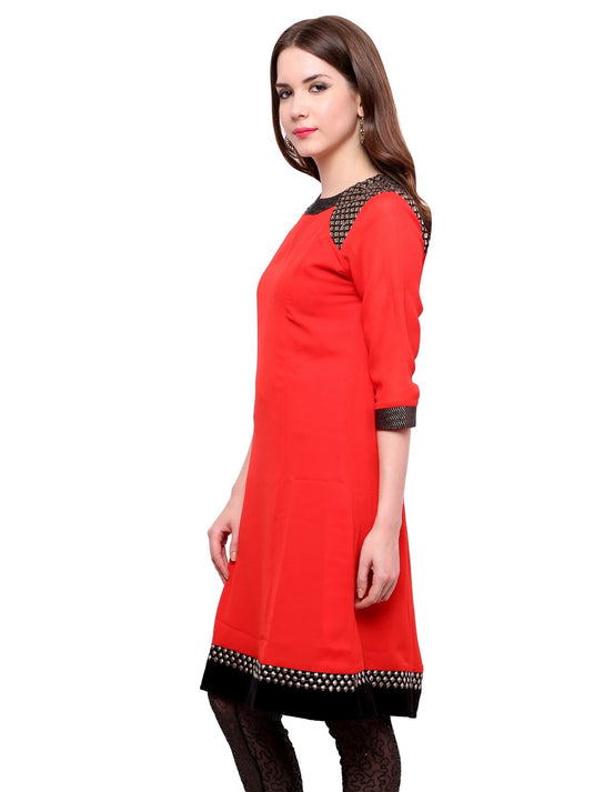 Pannkh Women's Shoulder Brocade Kurti