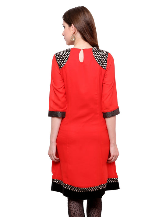 Pannkh Women's Shoulder Brocade Kurti
