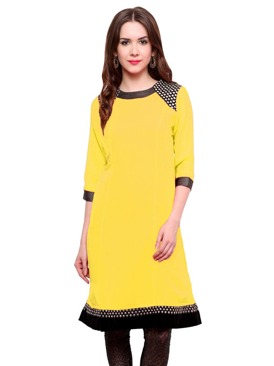 Pannkh Women's Shoulder Brocade Kurti