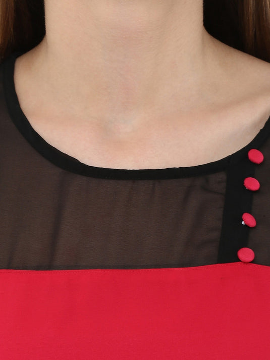 Pannkh Women's Sheer Yoke Kurti