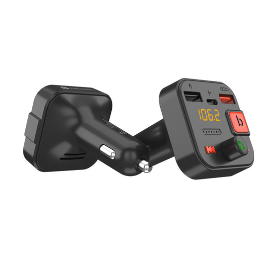 Black Portronics Auto 20 smart car connector Hands free calling feature and Type-C 30W and QC 3.0 charging slots