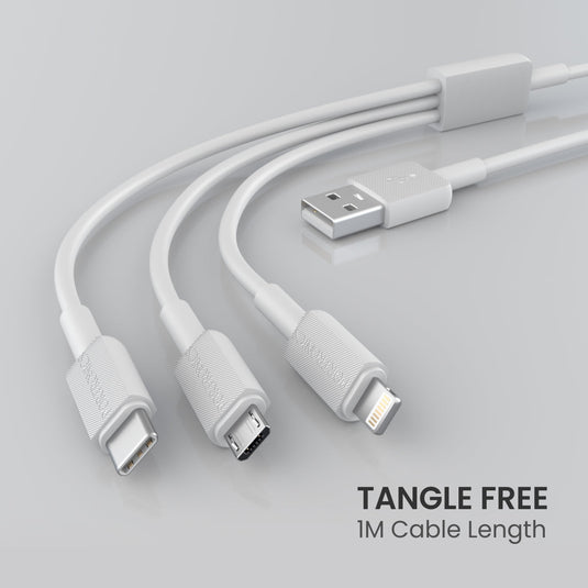 White tangle free charging and data transfer cable