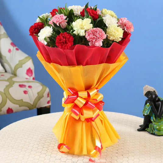 FNP- 15 Mixed Carnations Bouquet- Medium