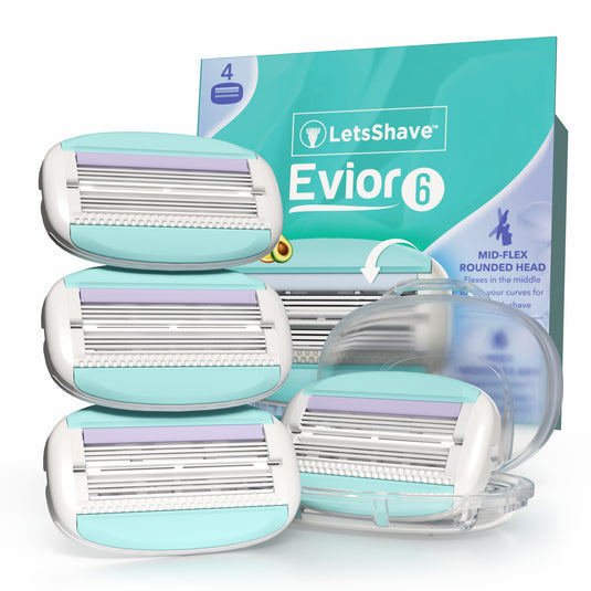 LetsShave Evior 6 Blade Refills for Women + Moisturising Band (Pack of 4 Blades)