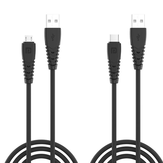 Portronics Combo of 2 Konnect Core Type C And Micro USB cable. Black