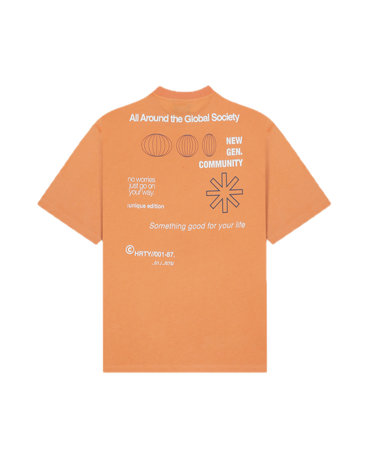 HEARTY GLOBAL COMMUNITY T-SHIRT - SOFT ORANGE (UNISEX)