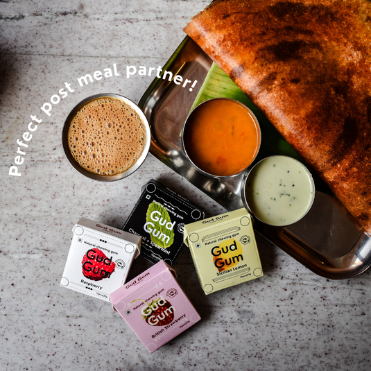 Gud Gum Mini Pack - Plastic-Free, Sugar-Free, Natural, Biodegradable, Vegan Chewing Gum. 1 Pack per Flavor, 15 Pellets per Pack, 21g