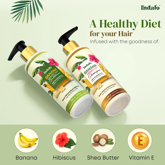 Indalo Combo For Frizzy Hair With Banana Hibiscus Shampoo & Conditioner