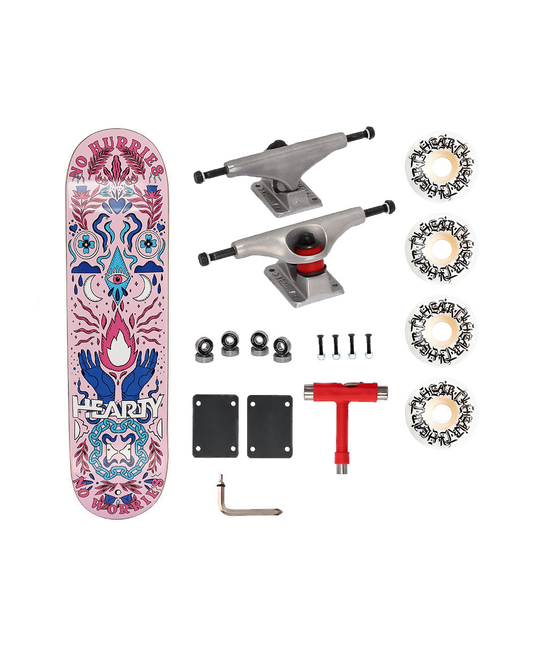 Hearty Pro-Complete Skateboard Pack- Unassembled- 8.0" & 8.25"-No Hurries No Worries/Soft Pink