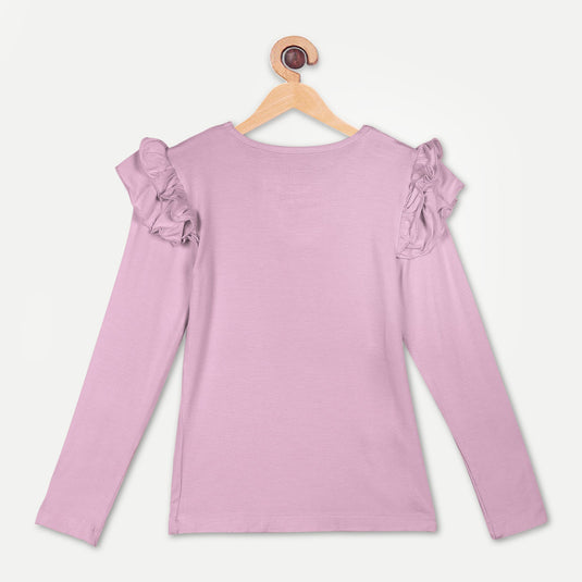 Bamboo Fabric Girl's Ruffled Shoulder Top | Anti-bacterial, Anti-viral Collection