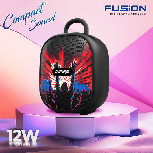 iNFiRe Fusion 12W Portable Speaker Upto 8 Hrs Playtime With TWS Function ,Mobile Holder & Type C Charging - iNFiRe