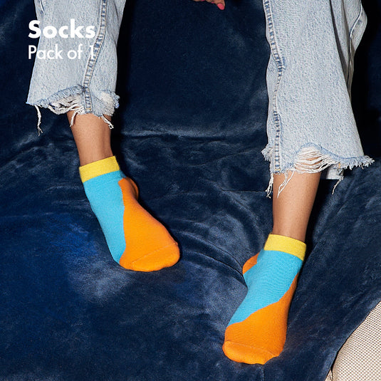 Color Me Blue! Unisex Socks, 100% Organic Cotton, Ankle Length, Pack of 1