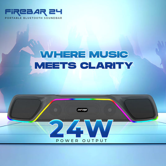 iNFiRe FireBar 24 | 24 W Bluetooth RGB Soundbar | Upto 8 Hours Playtime, 24 W Bluetooth Soundbar (Black, 2.0 Channel)