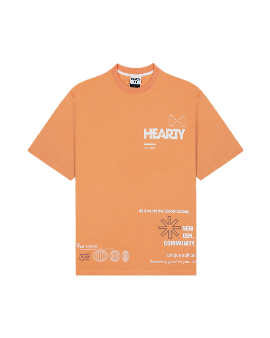 HEARTY GLOBAL COMMUNITY T-SHIRT - SOFT ORANGE (UNISEX)