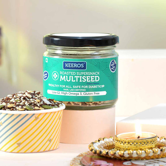 Keeros Healthy Diwali Gift Hamper of 3 Supersnack Jars | Combo of Sweet & Salted, Tasty & Nutritious Super Snacks in Glass Jars Packed in a Beautiful Gift Hamper