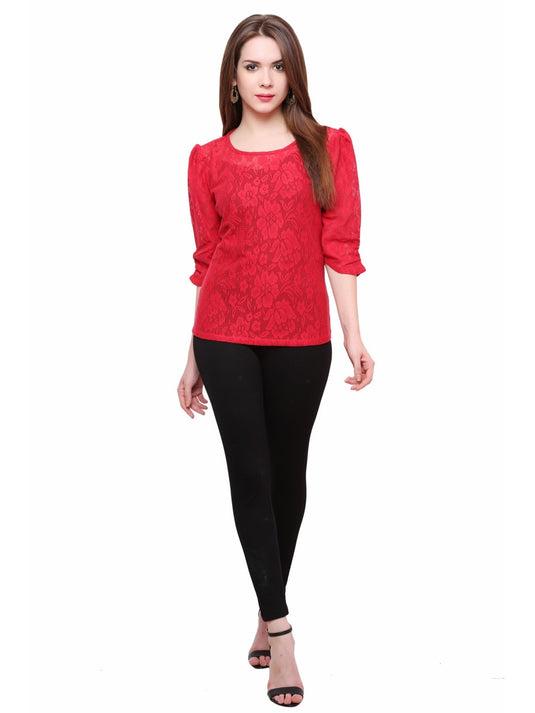 Pannkh Women's Net Ruched Top