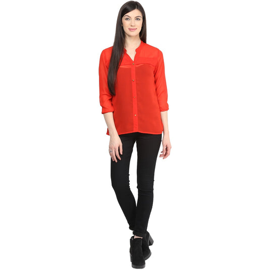 Pannkh Women's Solid Frill Top