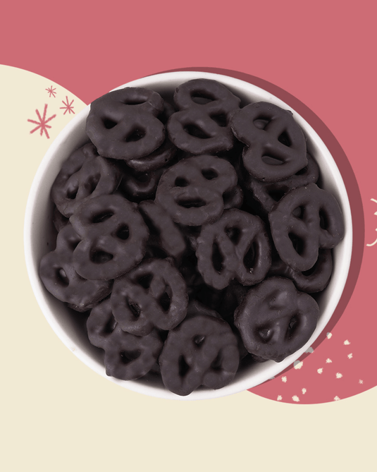 Atom Eats | Dark Choco Dipped Pretzels, Pack of 2, Choco Dipped Mini Salted Pretzel Knots, 30 g each