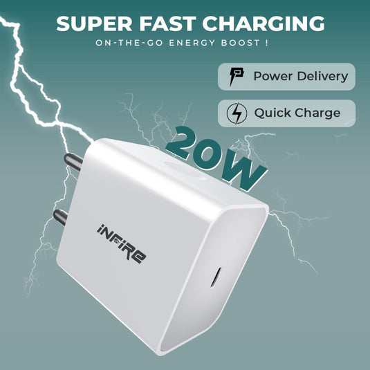Swift PD 20W Type C Travel Adapter with Fast Charging - iNFiRe