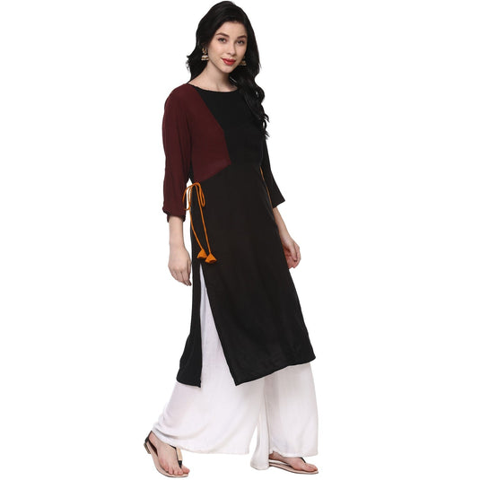 Pannkh Women's Solid Pleated Yoke Kurta