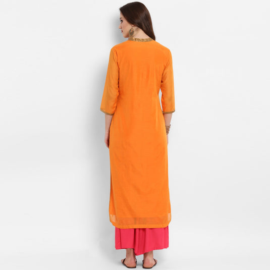 Pannkh Women's Solid Embroidered Kurta