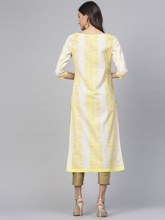 Printed Buttoned Neckline Kurta