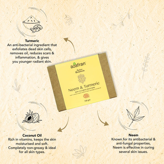 Organic Neem & Turmeric Skin Clearing Bath Bar- Pack of 3