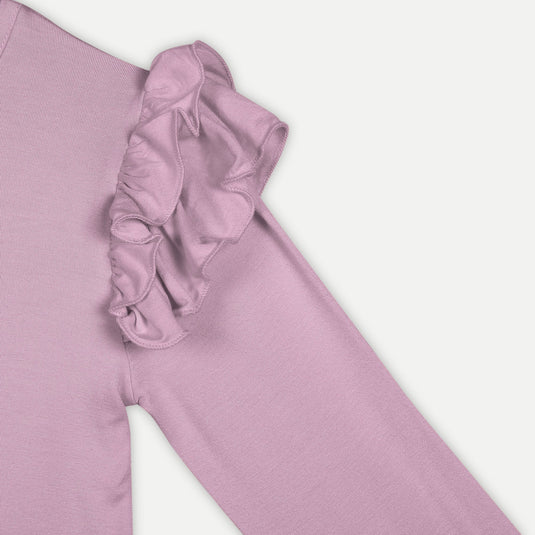 Bamboo Fabric Girl's Ruffled Shoulder Top | Anti-bacterial, Anti-viral Collection