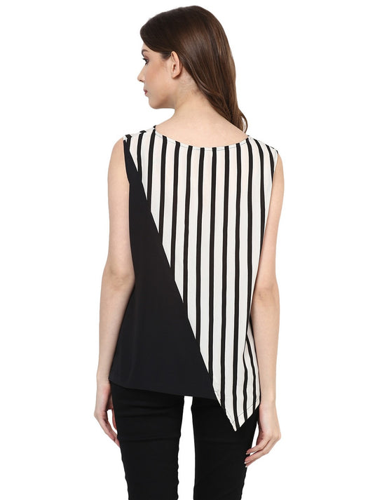 Pannkh Women's Diagonal Stripe Print Top