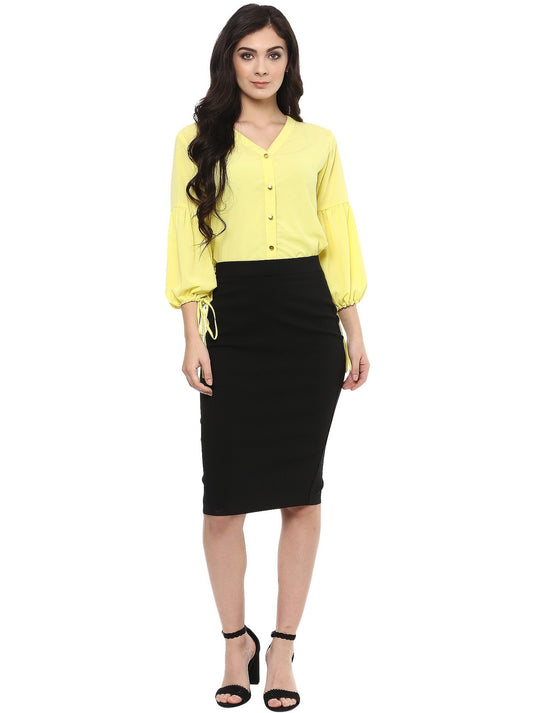 Pannkh Women's Solid Balloon Sleeves