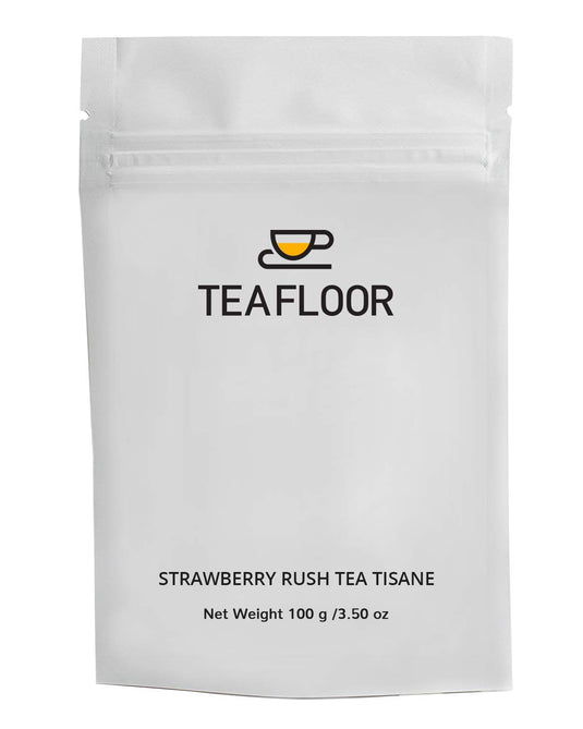 Teafloor Strawberry Rush Tea Tisane | Reduces Blood Fat Level | Relieves from Bronchitis and Throat Infections | No Artificial Flavour | Tea Weight : 100gm /3.5oz