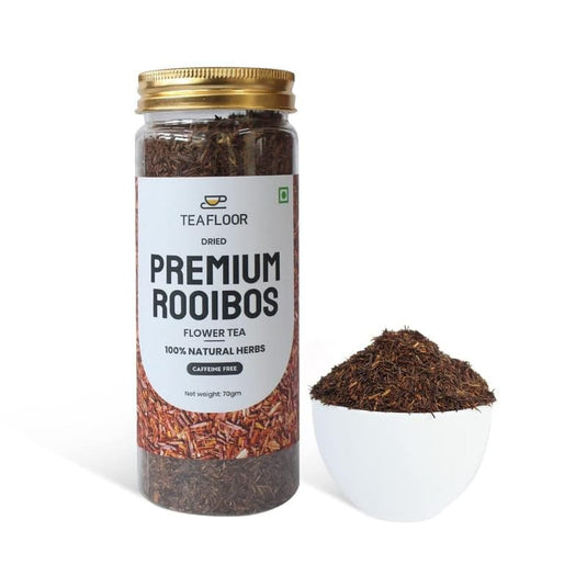 TEAFLOOR 100% Dried Premium Rooibos Buds Flower Tea: Antioxidant, Digestive comfort, Inherently Flavorful & Bright || Relaxation ritual || Whole Flower Buds, Caffein Free || 70g (Pack of 3) ||