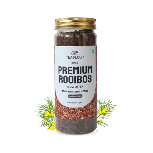 TEAFLOOR 100% Dried Premium Rooibos Buds Flower Tea: Antioxidant, Digestive comfort, Inherently Flavorful & Bright || Relaxation ritual || Whole Flower Buds, Caffein Free || 70g (Pack of 3) ||