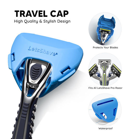 Pro 4 Gift Set for Men- Razor Handle+ 4 Blade Refills with Free Travel Cap, After Shave balm and Transparent Shave Gel 30ml, Travel Pouch
