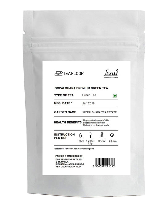 Teafloor Gopaldhara Premium Green Tea|Darjeeling Green Tea|Maintains Natural Glow Of Skin|No Artificial Flavour|Tea Weight : 100gm /3.5oz