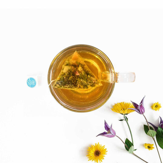 ChaiSpa ANANDA Daily Dose of Peace & Calm Tea | Natural Favours of Ashwgandha, Passion Flower, Rose | 20 Dust Free Green Tea Pyramid Bags (20x3gm, Pack of 1)�