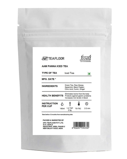 Teafloor Aam Panna Iced Tea | Natural Aroma Of Raw Mango | Maintains Haemoglobin Level In Blood | No Artificial Flavour | Tea Weight : 100gm / 3.5 oz