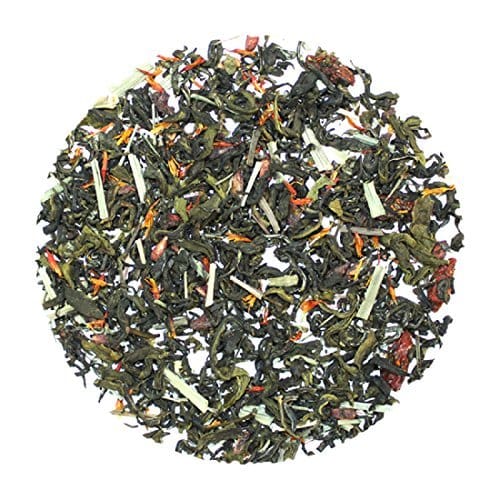 Teafloor Pomegranate Medley Green Tea | Loose Leaf Green Tea | Fine Blend of Green Tea with Pomegranate | Fruity Flavor | Astringent Aftertaste | 100% Natural Organic | Low Caffeine | High Healing Properties | 100 grams (3.5 oz) 40 cups