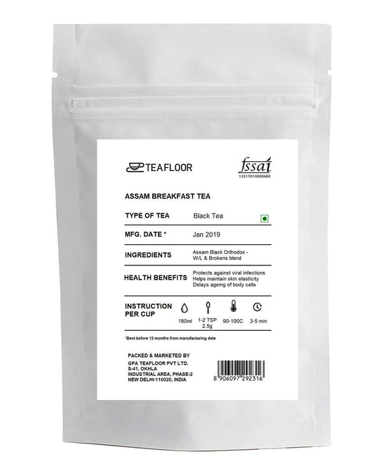 Teafloor Assam Breakfast Tea | Morning Tea | Sweetness of Dates | Tea For Skin Wellness | No Artificial Flavour | Tea Weight : 100gm /3.5 oz