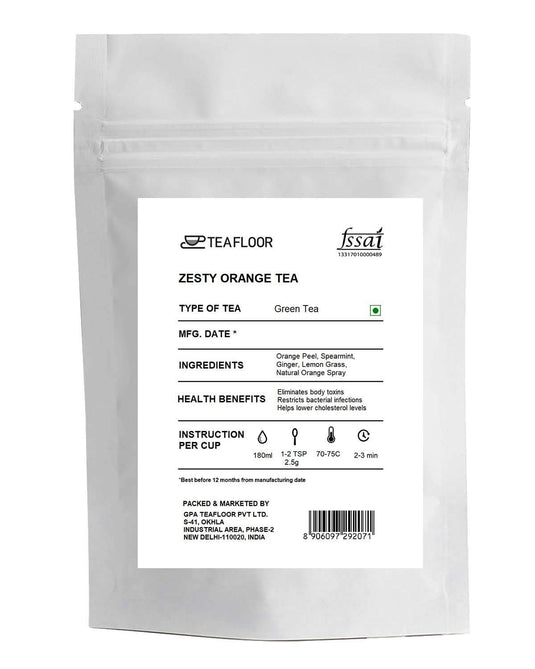 Teafloor Zesty Orange Tea| Natural Orange Tea | Fruity Aroma| No Artificial Flavour | Restricts Viral Infections | Tea Weight : 100gm /3.5oz