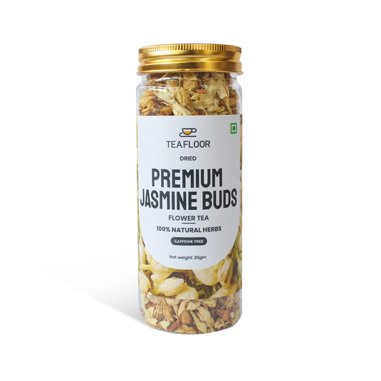 Teafloor Dried Premium Jasmine Buds Flower Tea || 100% Natural Herbs || Caffeine Free || Rich Source of Anti-oxidants ||